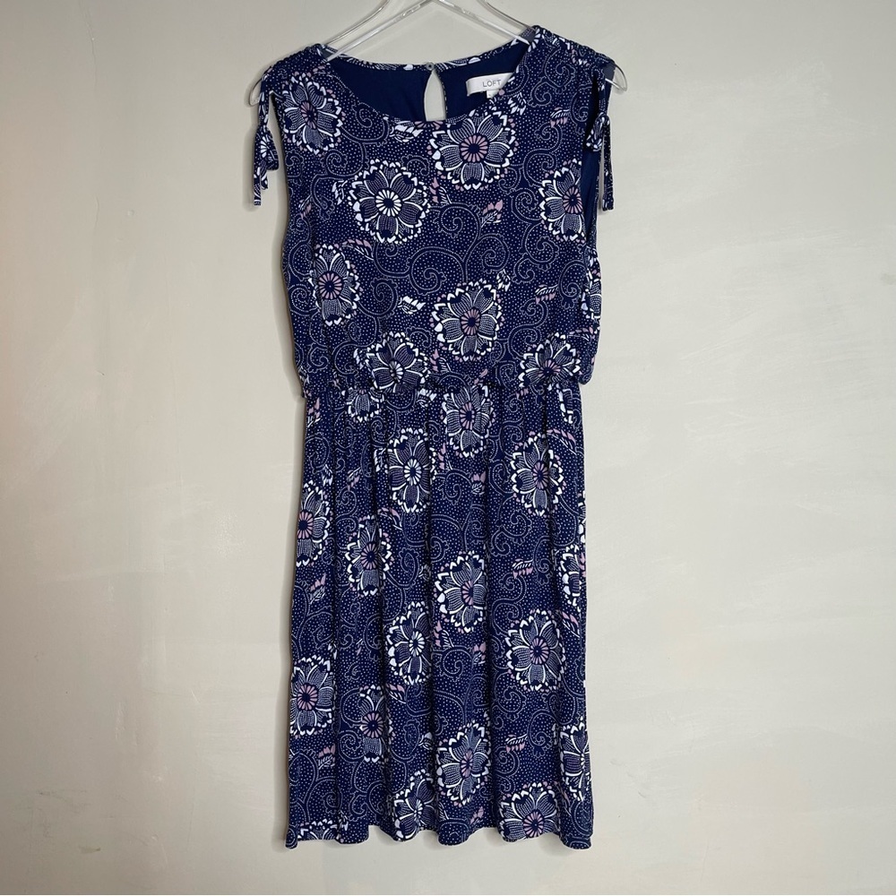 Loft navy blue with pink dress